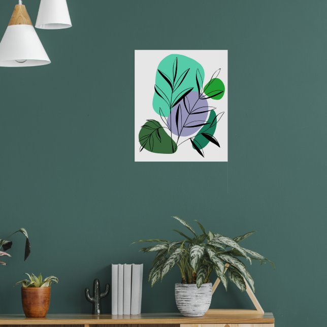 Botanic Balance: Leaves & Abstract Shapes Poster (Living Room 1)