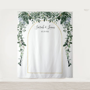 Botanic Boho Arch Wedding Photo booth backdrop Tapestry