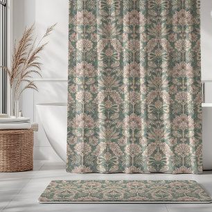 Botanic Damask Mint Green Blush Pink Cream