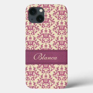 Botanic damask pink plum lemon iphone name case
