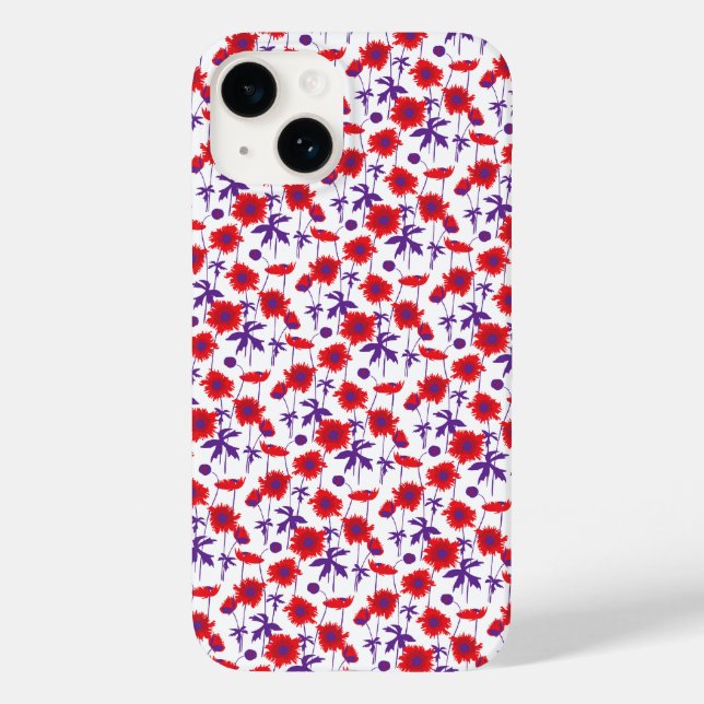 Botanic damask poppy white iphone case (Back)