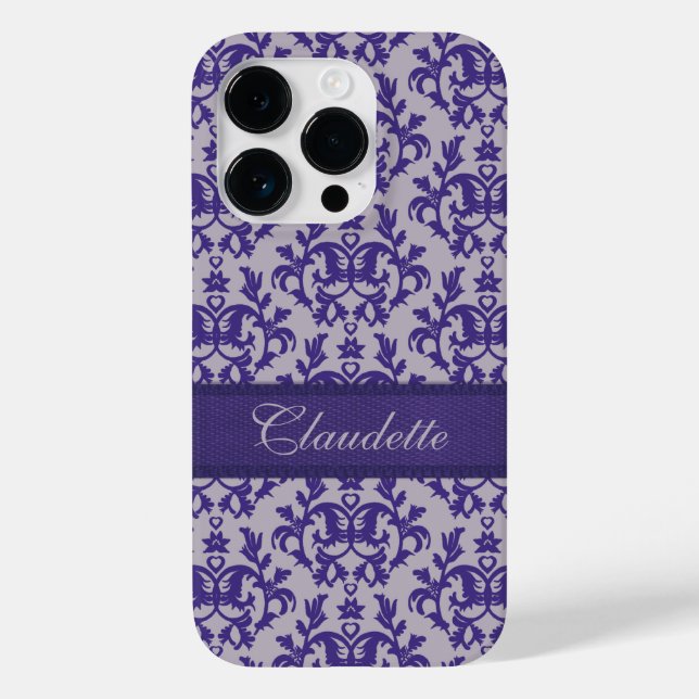 Botanic damask purple grey iphone Case-Mate iPhone case (Back)
