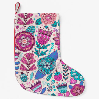Botanic doodle flowers, seamless, vintage texture. small christmas stocking