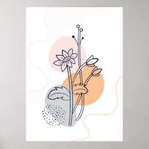 Botanic flower line art poster