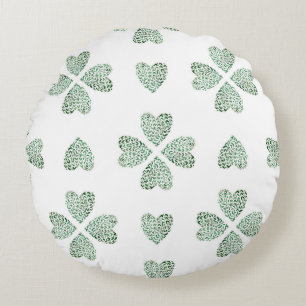 Botanic green ornament, seamless watercolor patter round pillow