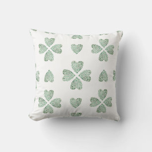 Botanic green ornament, seamless watercolor patter throw pillow