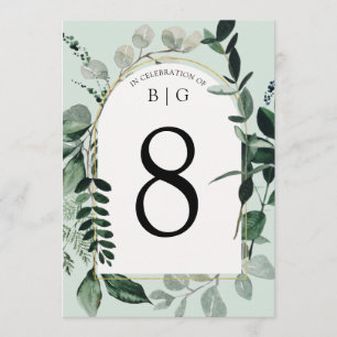 Botanic Greenery sage green wedding table number