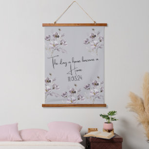 Botanic "House becomes a Home" watercolor flower Hanging Tapestry