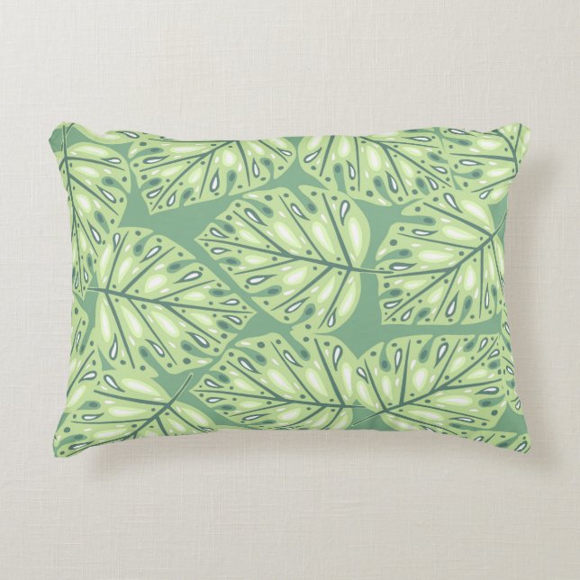 Botanic jungle seamless pattern in pastel green co accent pillow (Front)