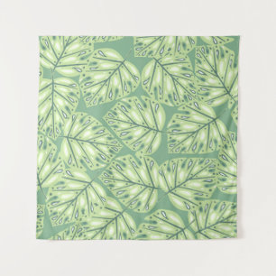 Botanic jungle seamless pattern in pastel green co tapestry