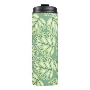 Botanic jungle seamless pattern in pastel green co thermal tumbler