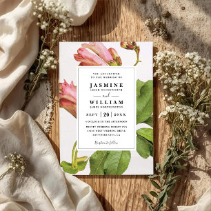 Botanic Poetry Rustic Floral QR Code Wedding Invitation