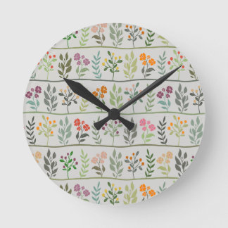 Botanic Rhapsody Colourful Floral Silhouette Round Clock