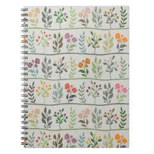 Botanic Rhapsody Cute Colourful Floral Silhouette Notebook