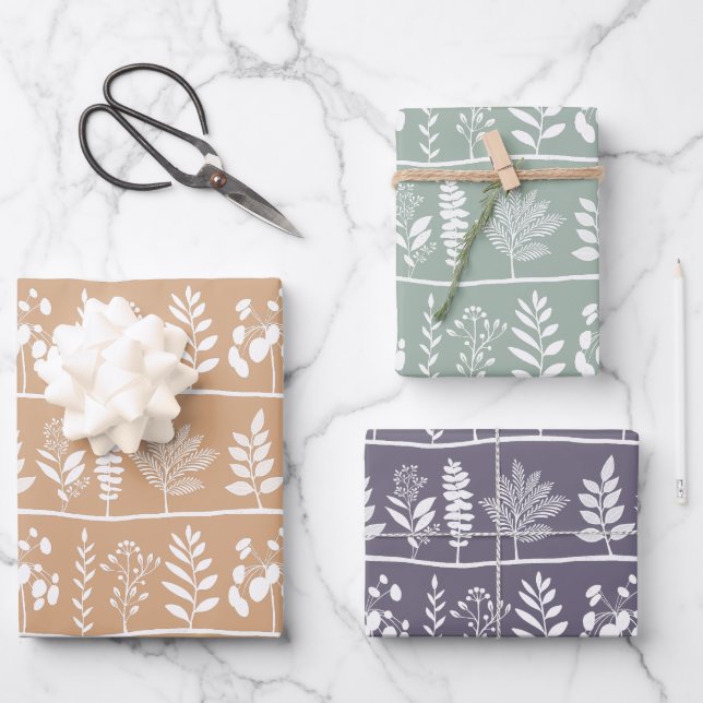 Botanic Rhythm Botanical Silhouettes Set Wrapping Paper Sheet (Front)