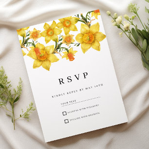 Botanic Spring Golden Daffodil Flowers RSVP Invitation