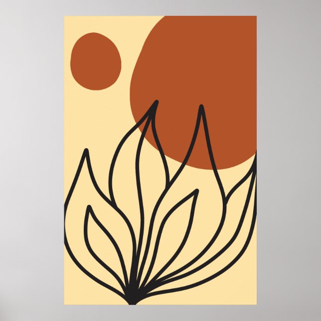 Botanic Symmetry Abstract  Line Art Wall Prints (Front)
