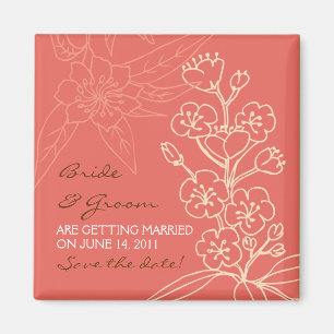 Botanica (Coral) Wedding Save the Date Magnet