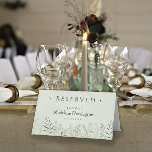 Botanica Green  Leaves Wedding Place Card