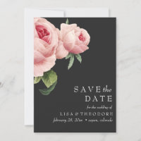Botanica | Grey Vintage pink rose SAVE THE DATE