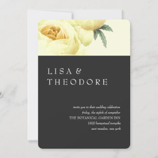 Botanica | Grey Yellow Vintage Wedding Invitation
