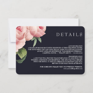 Botanica   Pink Blue Vintage Wedding details Invitation