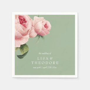 Botanica   PInk sage Vintage Wedding personalized Napkin