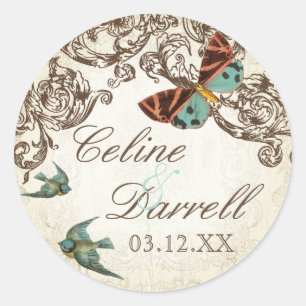Botanica Wedding Ensemble - Cream Tan Classic Round Sticker