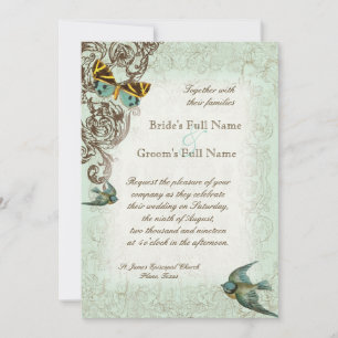 Botanica Wedding Invitation - Blue Green