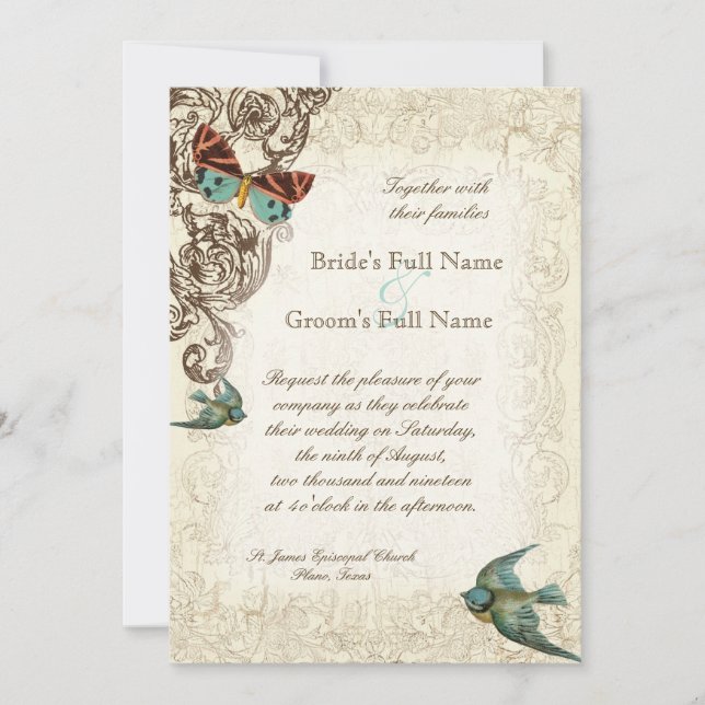 Botanica Wedding Invitation - Cream Tan (Front)