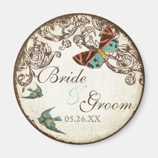 Botanica Wedding Save Date Magnet - Crème Tan (Devant)