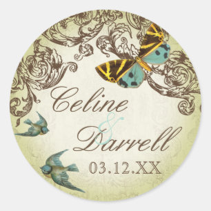 Botanica Wedding Sticker or Seal - Green