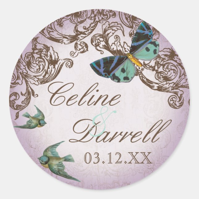 Botanica Wedding Sticker or Seal - Lavender (Front)