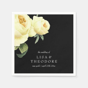 Botanica Yellow Black Vintage Wedding personalized Napkin