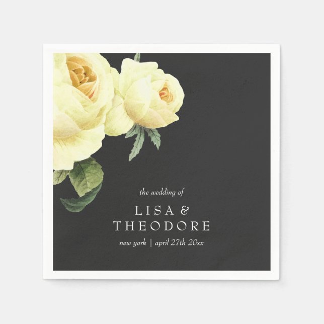 Botanica  Yellow Grey Vintage Wedding personalized Napkin (Front)