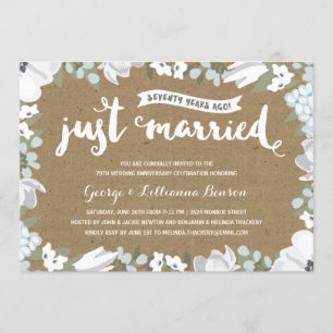 Botanical   70th Wedding Anniversary Party Invitation