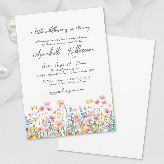 Botanical A Little Wildflower Floral Baby Shower Invitation (Botanical A Little Wildflower Floral Baby Shower Invitation)