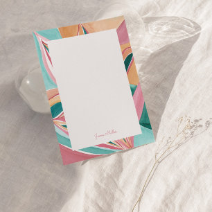 Botanical Abstract Art Personalized Flat Note Card