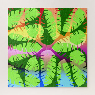 BOTANICAL ABSTRACT BANANA LEAVES JIGSAW PUZZLE