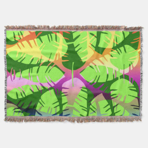 BOTANICAL ABSTRACT BANANA LEAVES  THROW BLANKET