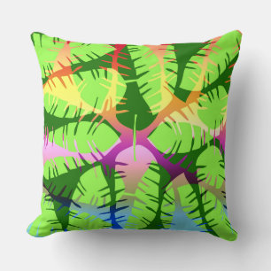BOTANICAL ABSTRACT BANANA LEAVES THROW PILLOW