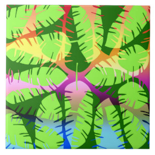 BOTANICAL ABSTRACT BANANA LEAVES TILE