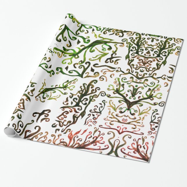 Botanical Abstract Wrapping Paper (Unrolled)