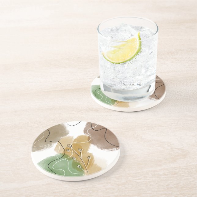 Botanical Abtract Earth Tone Coaster (Side)