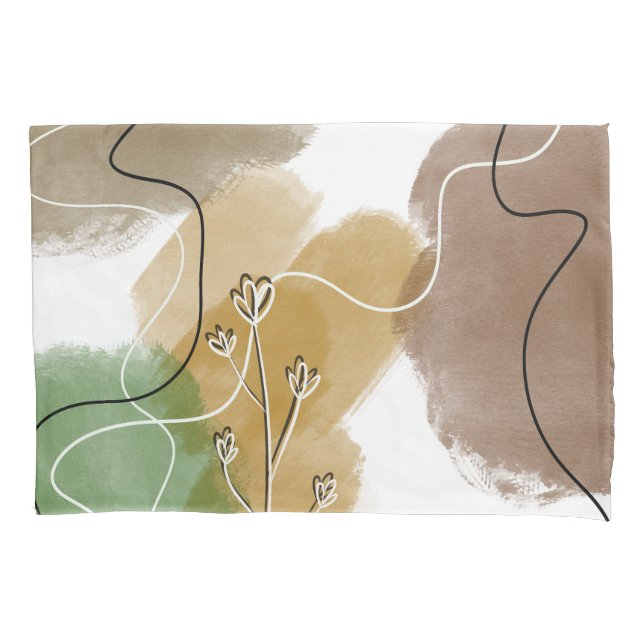 Botanical Abtract Earth Tone Pillowcase (Front)