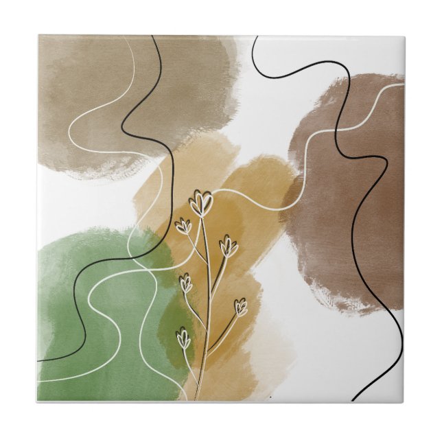 Botanical Abtract Earth Tone Tile (Front)