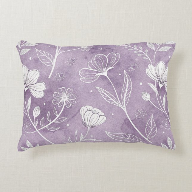 Botanical Accent Pillow in Dreamy Lavender (Front)