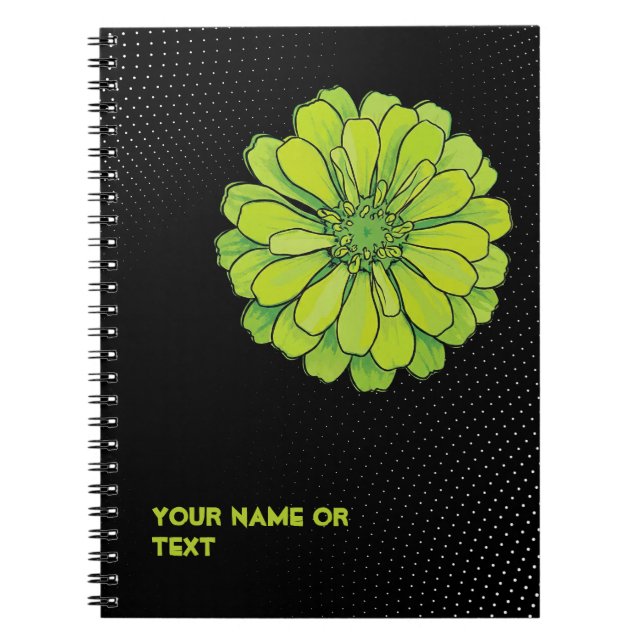Botanical Acid Green: The 'Envy' Zinnia Pop Art Notebook (Front)