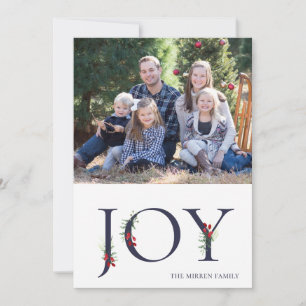 Botanical Adorned Joy Flat Holiday Photo Card