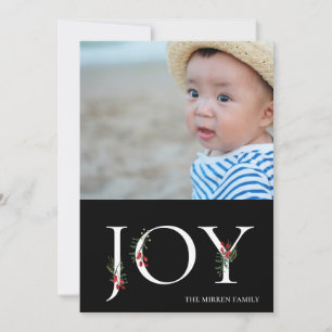 Botanical Adorned Joy Flat Holiday Photo Card